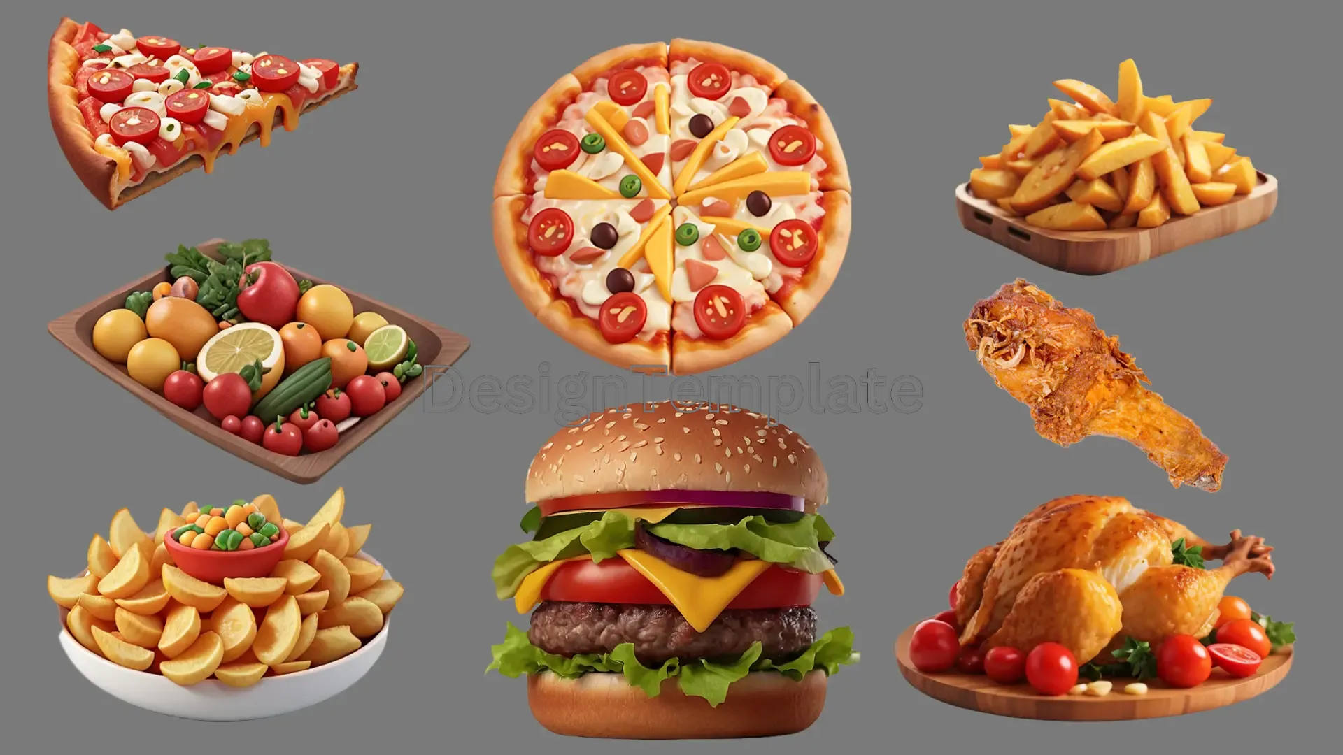 Unique Fast Food 3D Elements Pack image